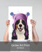 Bernese And Bobble Hat, Dog Art Print, Wall art | Print 18x24inch