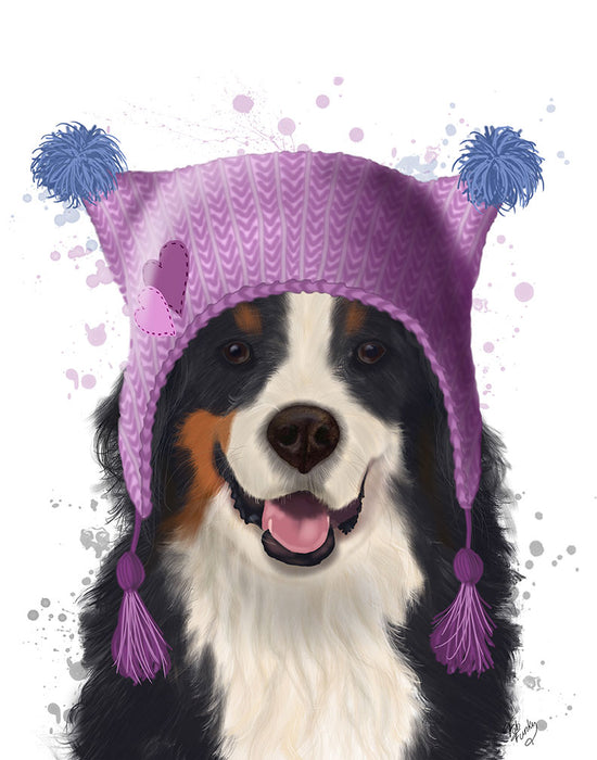 Bernese And Bobble Hat, Dog Art Print, Wall art | FabFunky