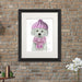 Bichon Frise in Pink Bobble Hat, Dog Art Print, Wall art | Print 14x11inch