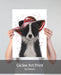 Border Collie in Red and White Floppy Hat, Dog Art Print, Wall art | Print 18x24inch
