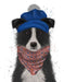 Border Collie in Blue Bobble Hat, Dog Art Print, Wall art | FabFunky