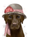 Chocolate Labrador Hat and Pink Scarf, Dog Art Print, Wall art | FabFunky