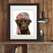 Chocolate Labrador Hat and Pink Scarf, Dog Art Print, Wall art | Print 14x11inch