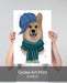 Corgi Baseball Hat and Scarf, Dog Art Print, Wall art | Print 18x24inch