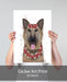 German Shepherd Edelweiss, Dog Art Print, Wall art | Print 18x24inch