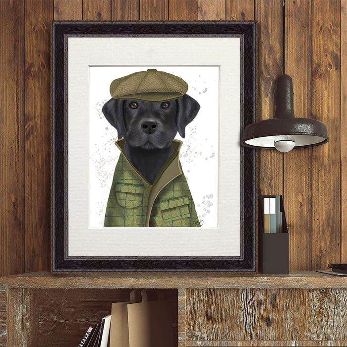 Labrador Black Country Dog, Dog Art Print, Wall art | Print 14x11inch