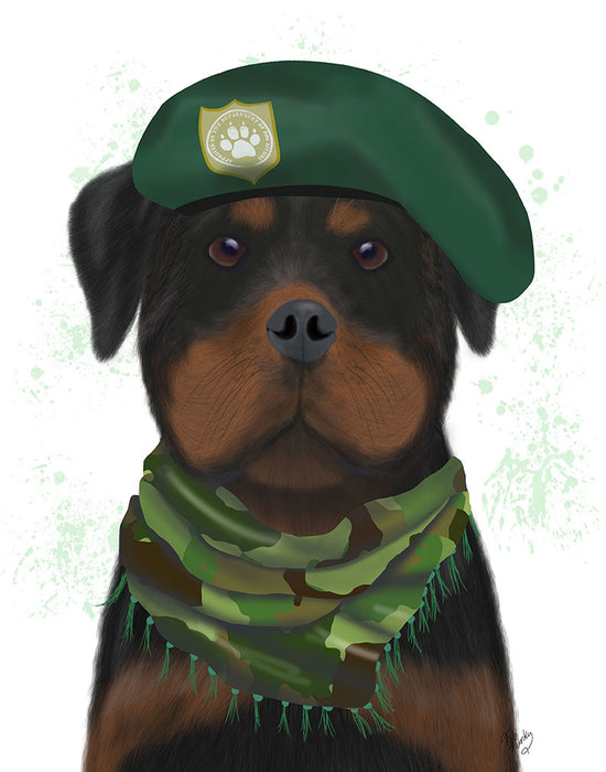 Rottweiler Military Dog, Dog Art Print, Wall art | FabFunky