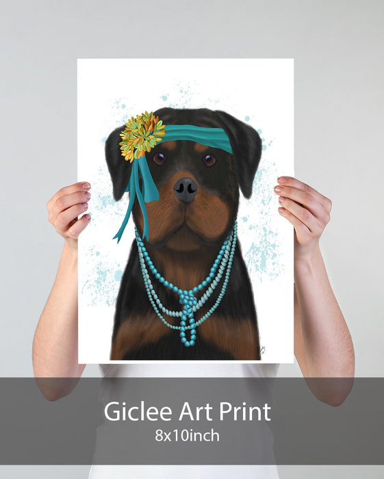 Rottweiler Flapper, Dog Art Print, Wall art | Print 18x24inch