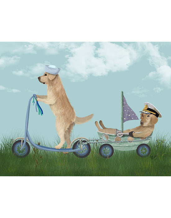 Golden Retriever Scooter, Dog Art Print, Wall art | FabFunky