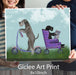 Schnauzer Scooter, Dog Art Print, Wall art | Print 18x24inch