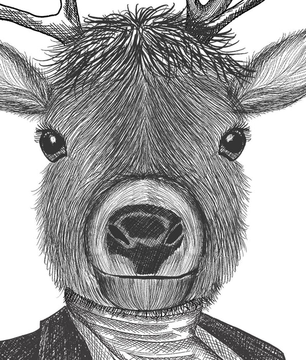 Portrait of Distinguished Deer, Limited Edition Print of drawing | Print 24x36inch