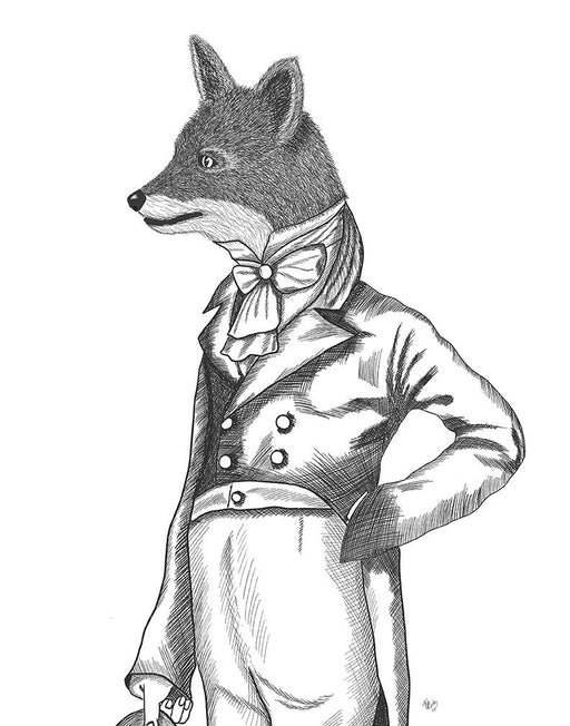 Portrait of Dandy Fox, Limited Edition Print of drawing | FabFunky