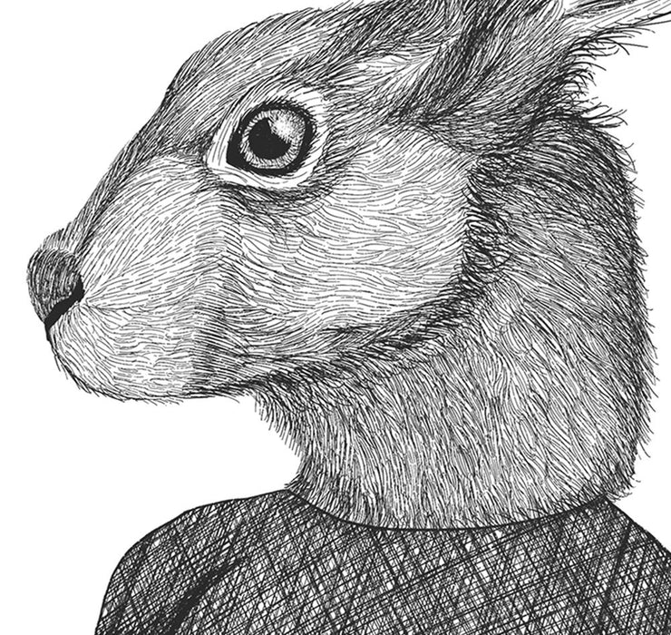 Boxing Hare 2, Limited Edition Print of drawing | Print 24x36inch