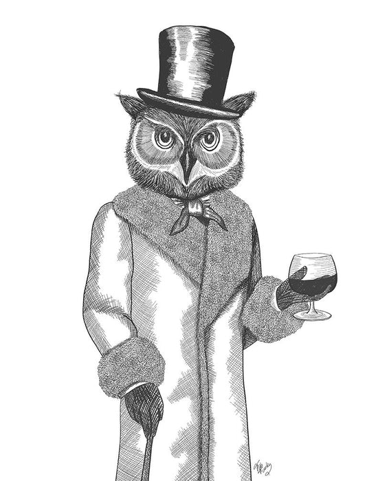 Portrait of Owl and Brandy, Limited Edition Print of drawing | FabFunky