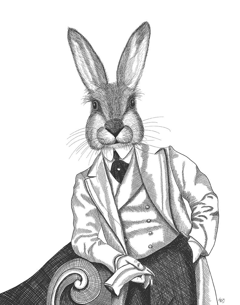 Portrait of Rafael Rabbit, Limited Edition Print of drawing — FabFunky