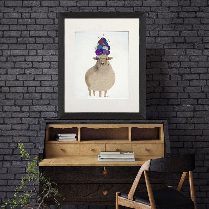Sheep with Wool Hat, Full, Animal Art Print, Wall Art | Print 14x11inch