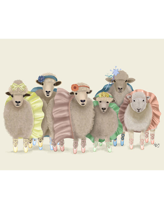 Ballet Troupe Sheep, Animal Art Print, Wall Art | FabFunky