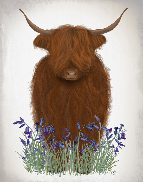 Highland Cow, Bluebell, Animal Art Print | FabFunky