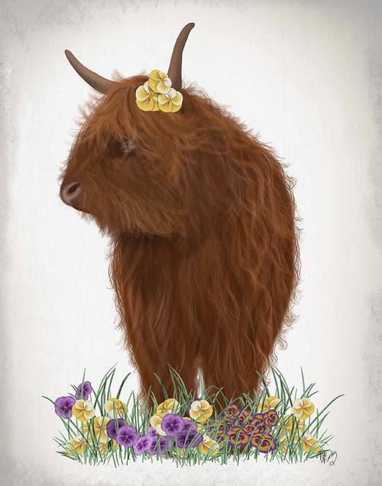 Highland Cow, Pansy, Animal Art Print | FabFunky