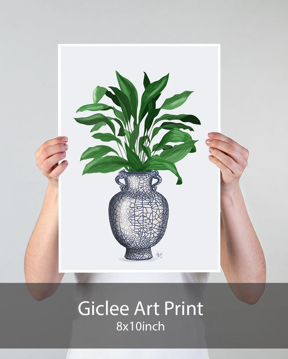 Chinoiserie Vase 2, With Plant, Art Print | Print 18x24inch