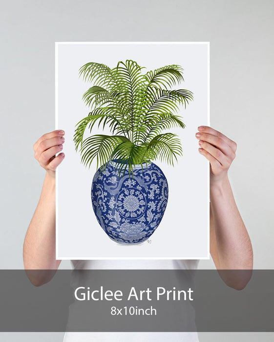 Chinoiserie Vase 6, With Plant, Art Print | Print 18x24inch