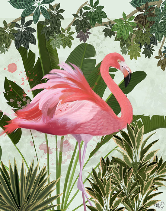 Hot House Flamingo 1, Bird Art Print, Wall Art