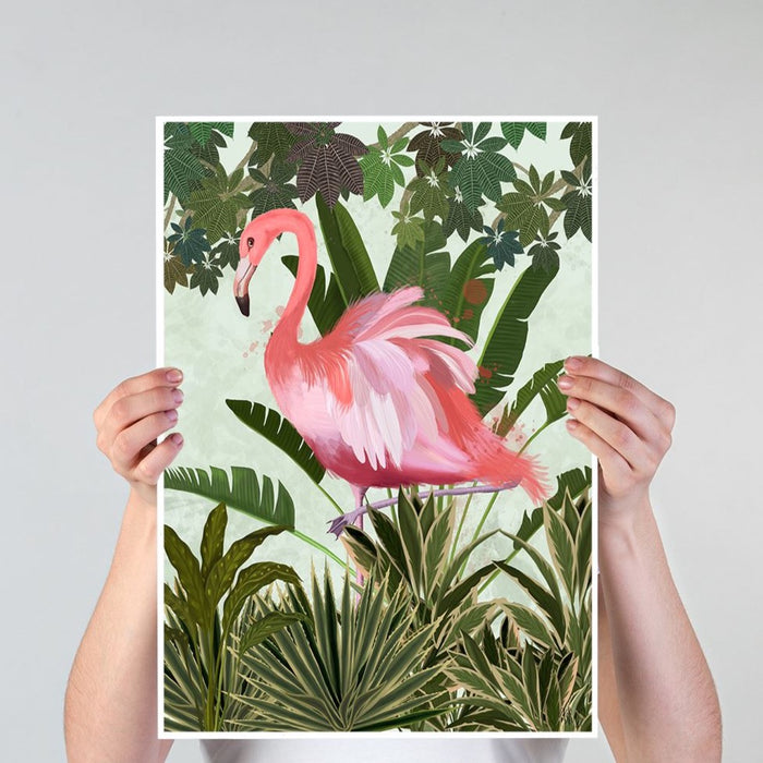 Hot House Flamingo 2, Bird Art Print, Wall Art | Print 18x24inch