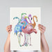 Flamingos, Multicoloured Group 1, Bird Art Print, Wall Art | Print 18x24inch