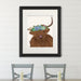 Highland Cow with Flower Crown 2, Portrait, Animal Art Print | Print 14x11inch