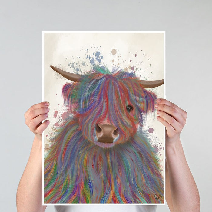 Highland Cow 10, Multicolour, Animal Art Print | Print 18x24inch