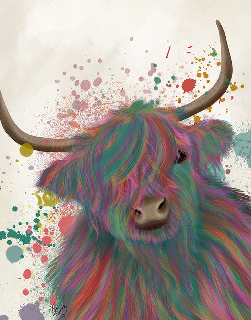 Highland Cow 1, Multicolour, Portrait, Animal Art Print | FabFunky