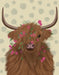 Highland Cow 1, Pink Flowers, Animal Art Print | FabFunky