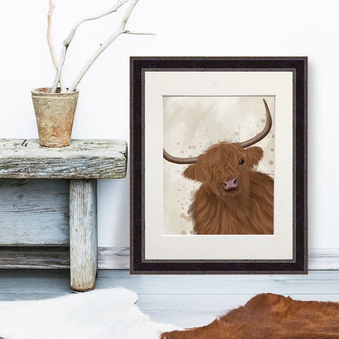 Highland Cow 1, Portrait, Animal Art Print | Print 14x11inch
