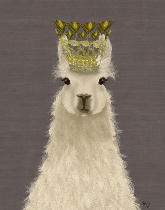 Llama Queen, Art Print, Canvas Wall Art | FabFunky