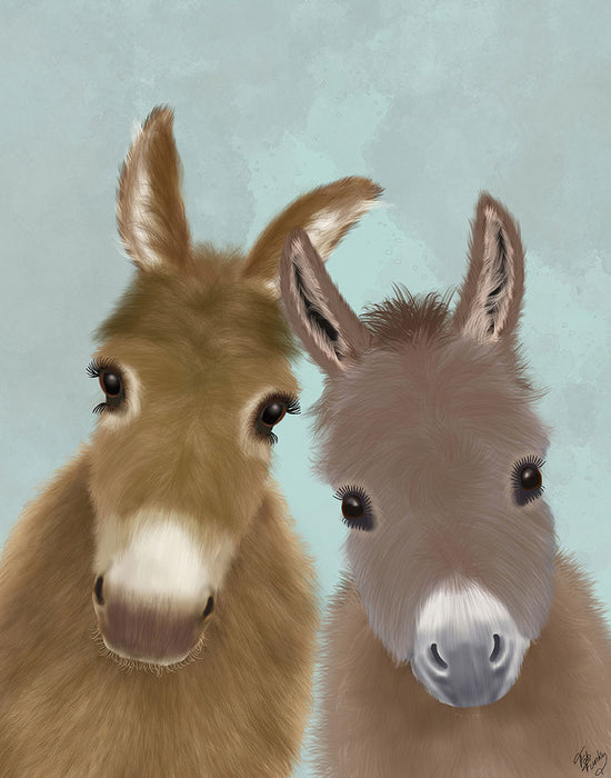 Donkey Duo, Looking at You, Animal Art Print, Wall Art | FabFunky