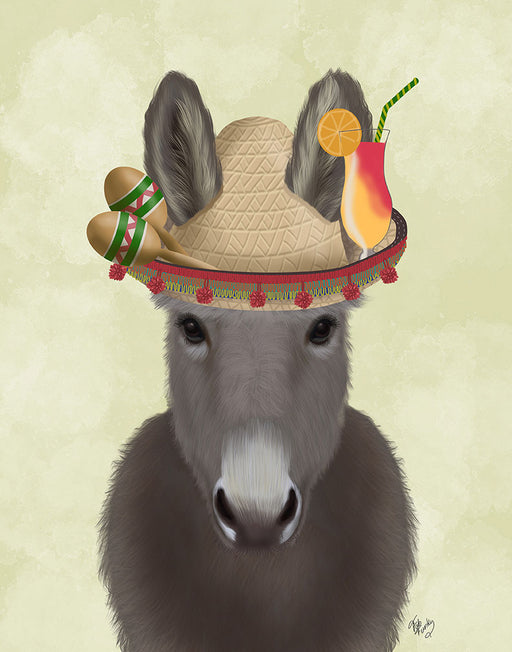 Donkey Sombrero, Animal Art Print, Wall Art | FabFunky