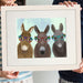 Donkey Trio Flower Glasses, Animal Art Print, Wall Art | Print 14x11inch