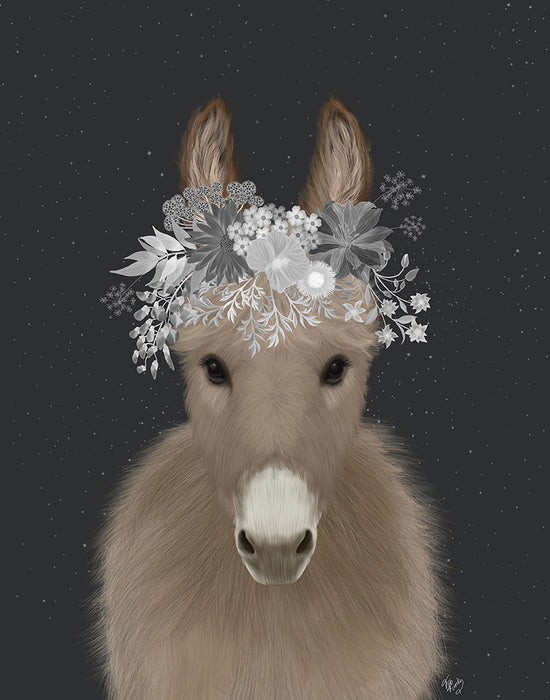 Donkey White Flowers, Animal Art Print, Wall Art | FabFunky