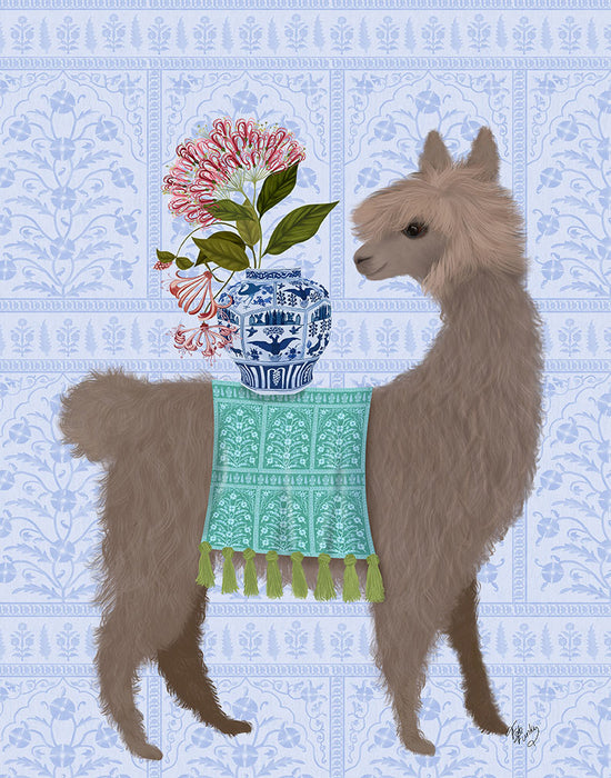 Llama Chinoiserie 1, Art Print, Canvas Wall Art | FabFunky