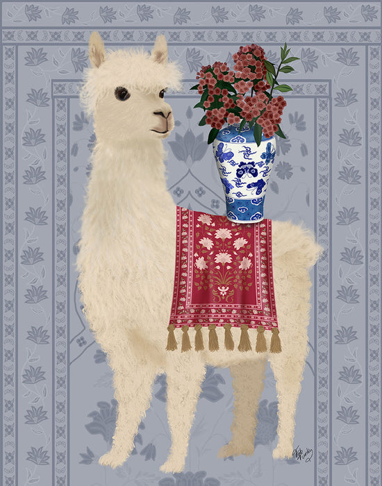Llama Chinoiserie 2, Art Print, Canvas Wall Art | FabFunky
