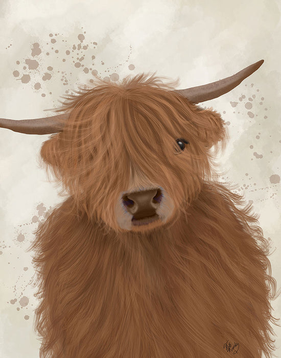 Highland Cow 10, Portrait, Animal Art Print | FabFunky