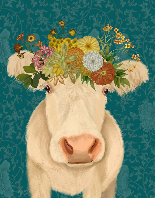 Cow Cream Bohemian 1, Animal Art Print, Wall Art | FabFunky