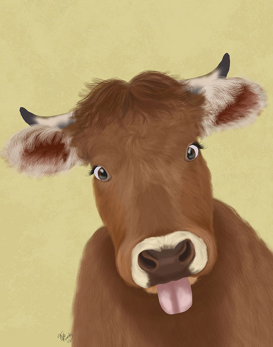Funny Farm Cow 2, Animal Art Print, Wall Art | FabFunky