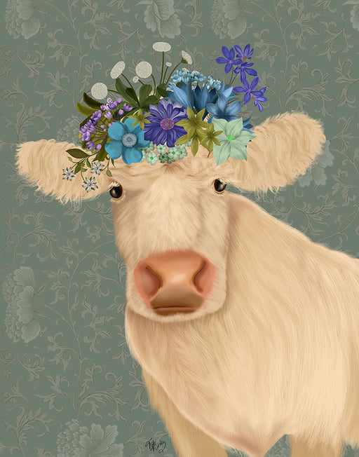 Cow Cream Bohemian 2, Animal Art Print, Wall Art | FabFunky