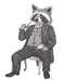 Raccoon Taking Tea, Limited Edition Print of drawing | FabFunky