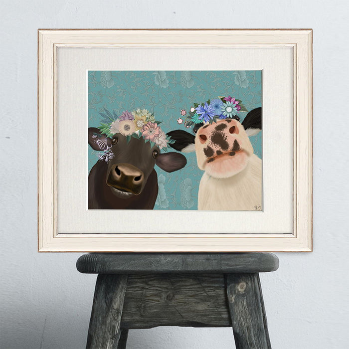 Nosey Cows Bohemian, Animal Art Print, Wall Art | Print 14x11inch
