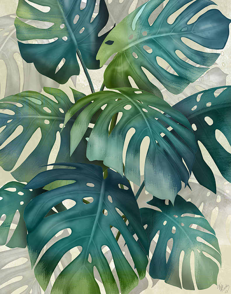 Monstera Tropical Tones Art Print by Fab Funky | Tropical Monstera Leaves