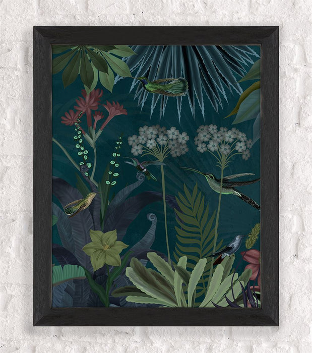 Hummingbird Garden 2, Botanical art print, Wall art
