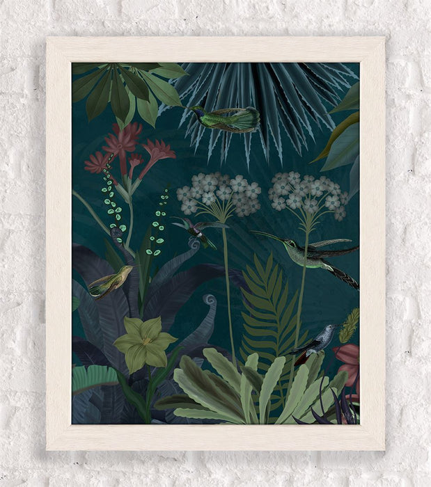 Hummingbird Garden 2, Botanical art print, Wall art