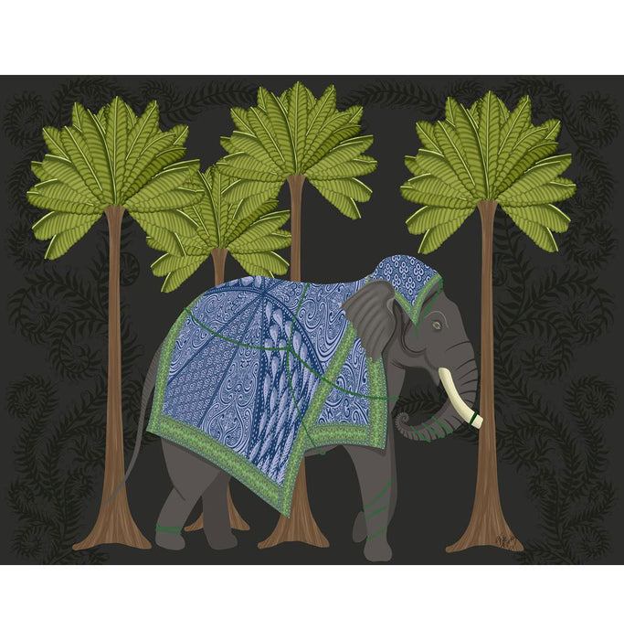 Elephant in palms, Charcoal, Animalia , Art Print, Wall Art | FabFunky